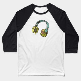 Zombie Headphones Cartoon Baseball T-Shirt